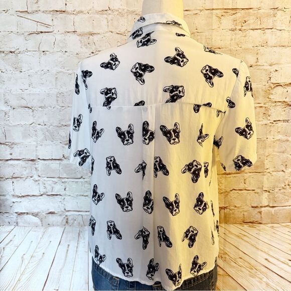 Love Notes French bulldog button up blouse - Picture 5 of 5
